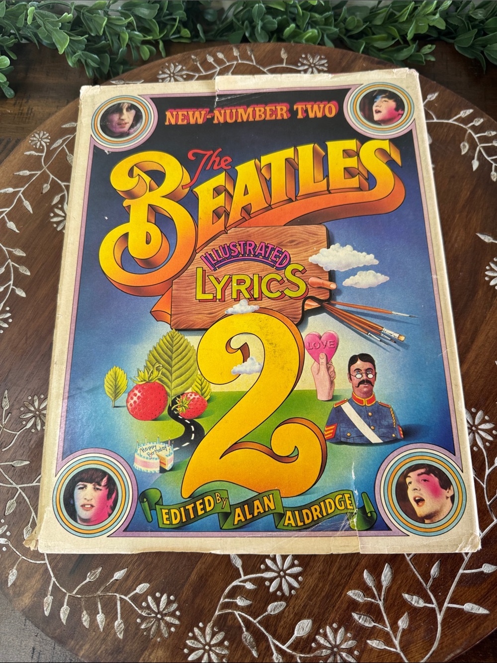The Beatles Illustrated Lyrics 2 – Bold Yellow and Blue Psychedelic Cover
